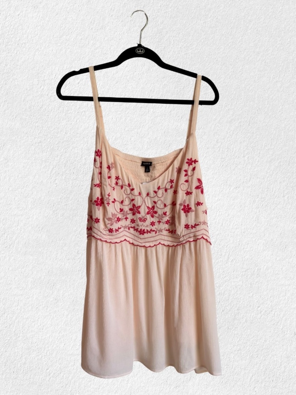 Torrid Soft Blush Pink Embroidered Baby Doll Style Tank Top Plus 4X NWT